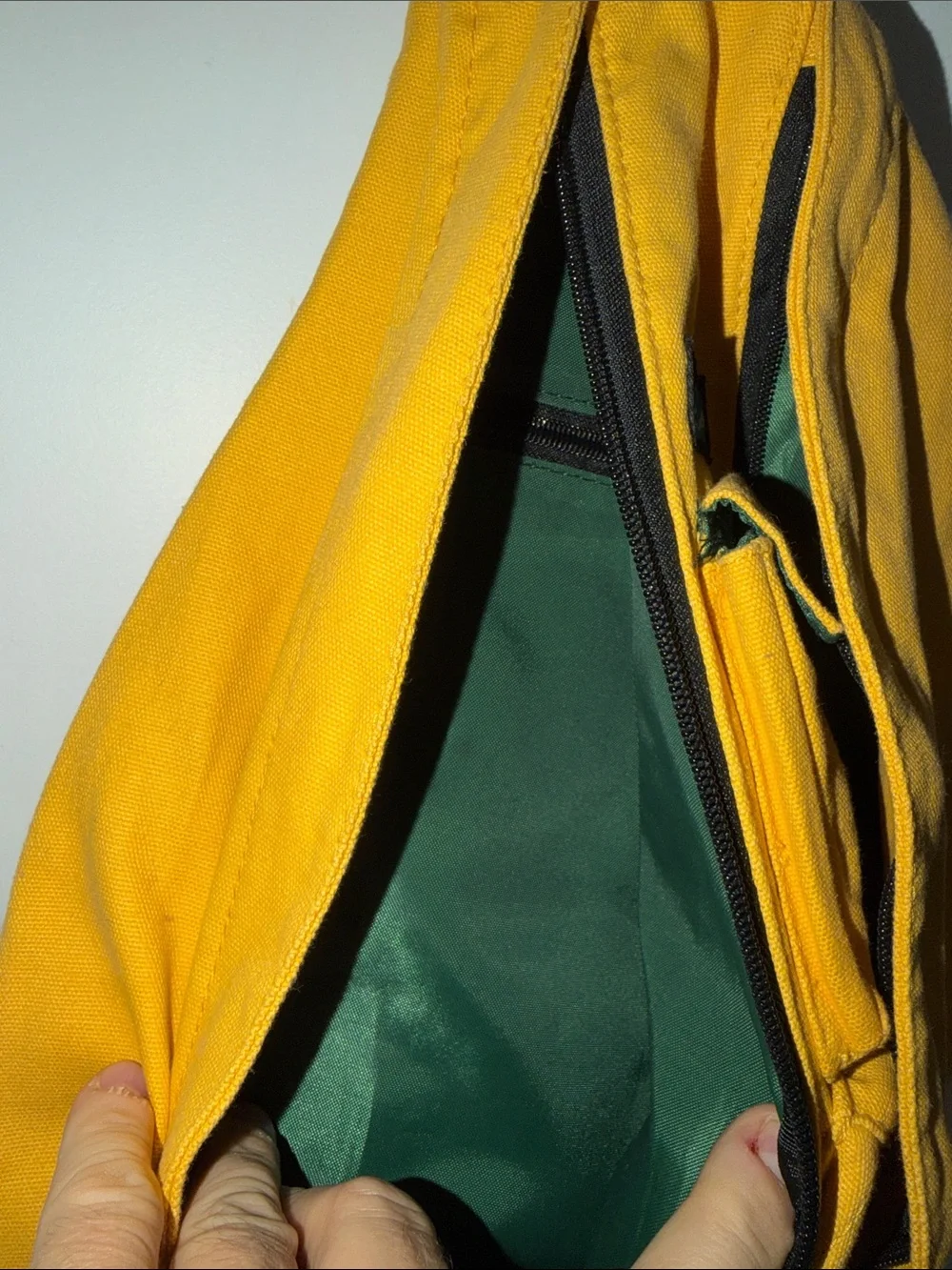 Kavu Yellow Canvas Sling Backpack with Rope Strap Accent